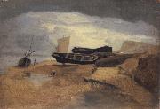 John sell cotman Seashore with Boats oil on canvas